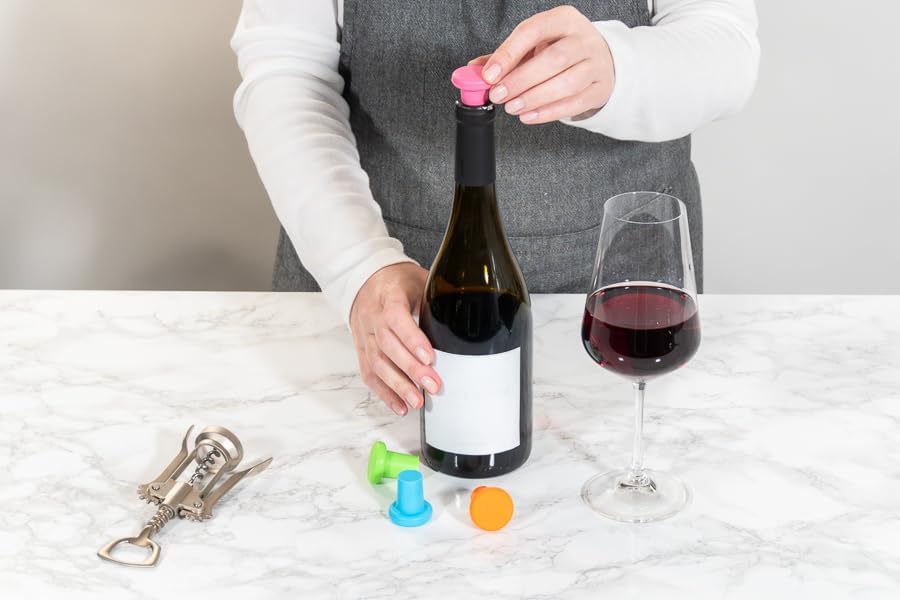 Miniatura 4 de Bakerpan Tapones de vino de silicona para botellas de vino, tapón de botella de vino, tapones de vino reutilizables, juego de 4