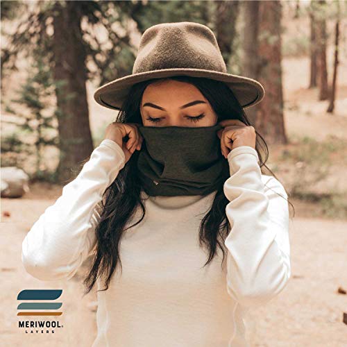 MERIWOOL 100% Merino Wool Ski Neck Gaiter Winter Neck Warmer for Women and Men