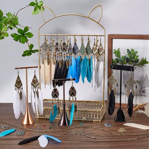 SUNNYCLUE 1 Box 8 works feathers Earring Kit featherss Charms Colorful feathers Charms Tibet Style Chandelier Charms Bohemian Charms for Jewellery Making Kits Women Adults DIY Dangle Earrings Supplies - Image 4