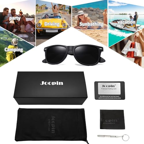 Image of Joopin Square Sunglasses Polarized UV400 Designer Sun Glasses Men Women | Oversized, Plastic Frame, Retro, Vintage, Unisex, Trendy Shades for Driving, Party, Fishing, Business, Costume