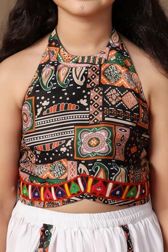 Image of Fashion Dream Girls Cotton Blend Printed Crop Top and Dhoti Set |Kids Ethnic Set |Suit for girls