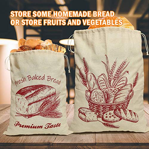 COYMOS Linen Bread Bags-4 Pack Pure Natural Unbleached Bread Bags, Large and Extra Large Bread Loaf Bags for Artisan Bread Storage, Flax Bread Bags, Reusable Drawstring Bags for Homemade Bread - Thumbnail 6