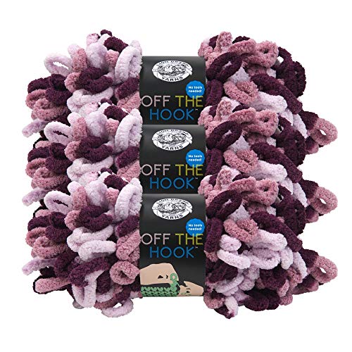 Image of Lion Brand Yarn, Off The Hook Loop Yarn, Grape Soda, Multicolor, 3 Pack | Jumbo Finger Knitting & Crochet Craft Fiber for Beginners, Kids, Classrooms, Create Blankets, Pillows, Stuffed Animals