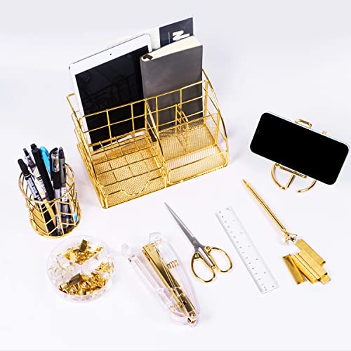 Accessoires de bureau dorés KAAKOW avec support de téléphone - 7