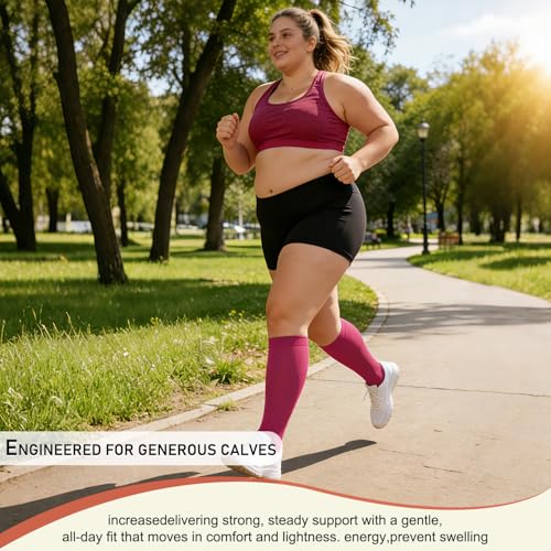 Image of Diu Life 3 Pairs Plus Size Compression Socks for Women and Men Wide Calf Extra Knee High Support for Circulation