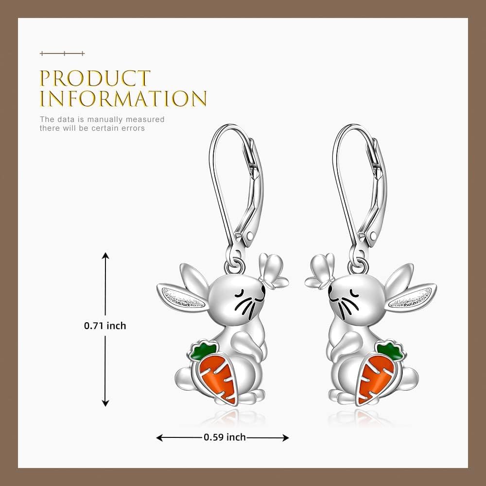 Bunny Earrings for Women Easter Earrings Carrot Egg Dangle Drop Sterling Silver Cute Animal Bunny Rabbit Jewelry Gifts