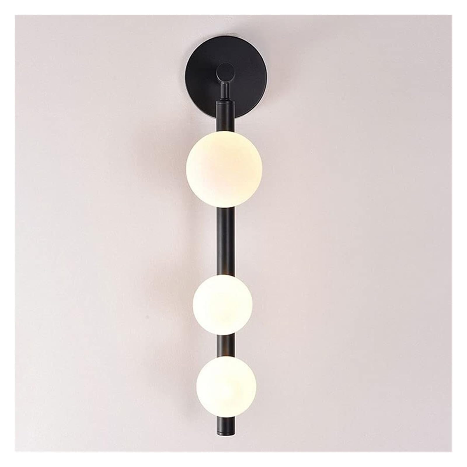 LED Indoor Wall Light, Globe Wall Sconce Light Fitting Mid-Century Modern Gold Metal Wall Lamp, 3-Light Decorative White Glass Shade G9 Wall Sconces for Living Room Bedroom Wall Mounted Lamps(Black)