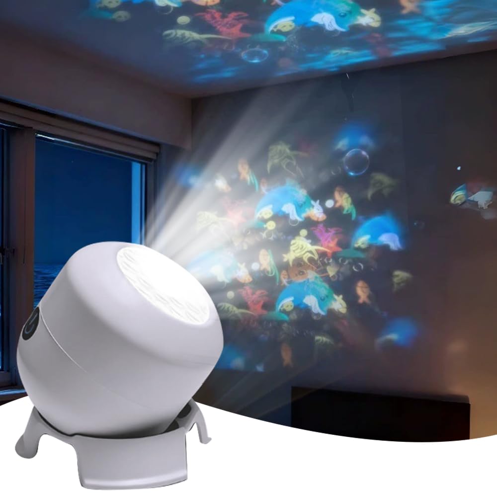 Tudegy Dynamic Rotating LED Projector Light,Snowflake Night Light Projector Lamp,Colorful Dynamic Ambient Light with Base,Ocean Projector for Bedroom, Home Theater (Ocean)