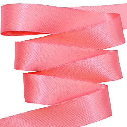Image of Morex Ribbon 08822 /50-210 Double Face Satin Ribbon, 7 /8 inch x 50 Yd, Coral Rose