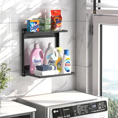 2 Tier Floating Wall Shelves for Bathroom Kitchen Garage Closet O...