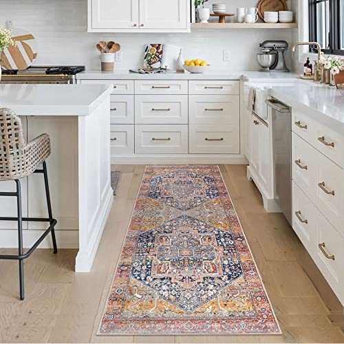 Famibay Vintage Hallway Runner Rug With Rubber Backing 2X6 Rug Runners For Hallways Non Slip Washable Runner Rug Low Pile Cotton Weave Traditional Floor Rug Runner For Kitchen Hallway Entryway thumb #2