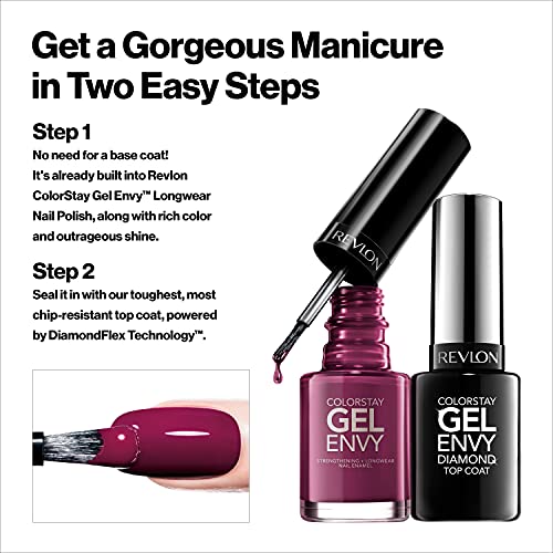 Revlon ColorStay Gel Envy Longwear Nail Enamel, Chip Resistant Diamond Top Coat Nail Polish with Shine, 0.4 fl oz