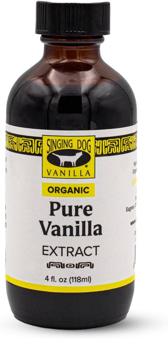 Organic Pure Vanilla Extract, 4 fl oz - USDA Organic, Non-GMO, Sugar-Free, Corn-Free, Kosher Pareve, Vegan - Fair Trade Plus+