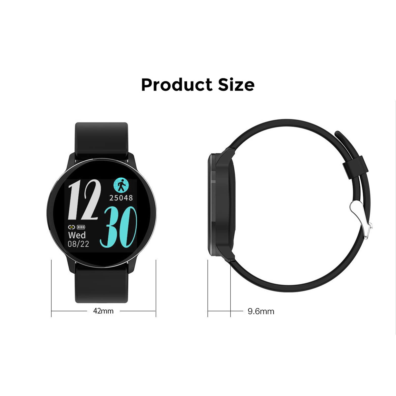 Damski wodoodporny inteligentny zegarek, 1,3'' pełny dotykowy zegarek fitness ze śledzeniem zdrowia kobiet, pulsometr, sportowy smartwatch outdoorowy do telefonów z systemem Android iOS, czarny