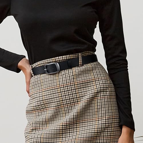 XZQTIVE 2 Pack Women Plus Size Leather Belts Fashion Cowhide Waist Belt with Solid Pin Buckle for Jeans Pants Dress3