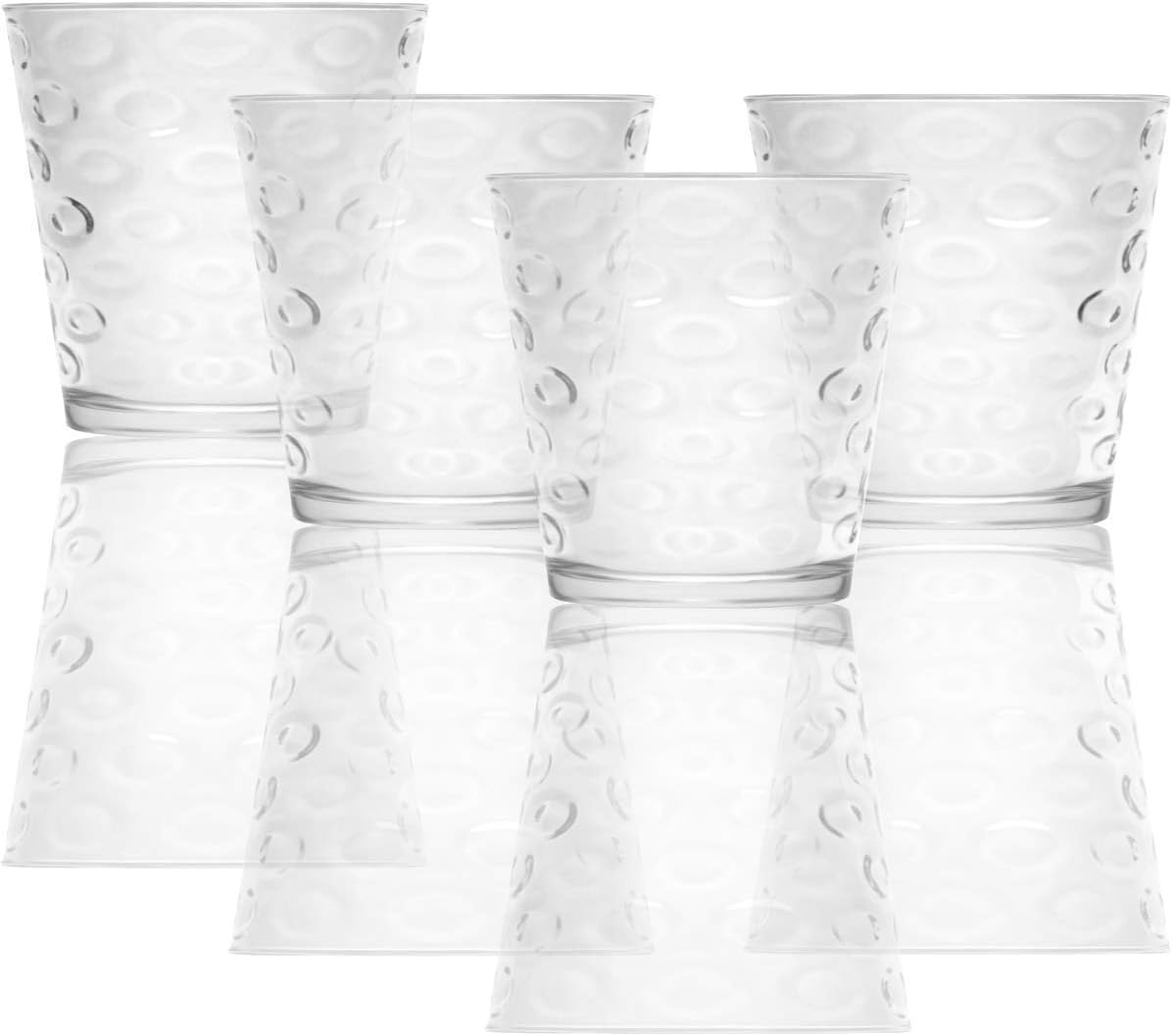 Crаzу Dеаlѕ Circleware Circles Juice Drinking Glasses, 4 Piece Set, Heavy Base Tumbler Beverage Ice Tea Cups, Home & Kitchen Entertainment Glassware for Water, Milk, Beer, Whiskey Bar Decor, 7 oz, Clear