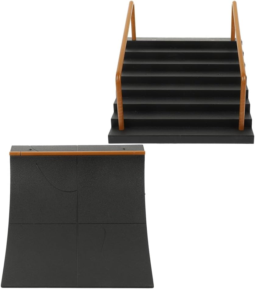 Sewroro 2pcs Fingerboard Ramp Plastic Finger Skateboard Obstacle Skateboard Park Parts Kids Toy Accessories for Finger Play