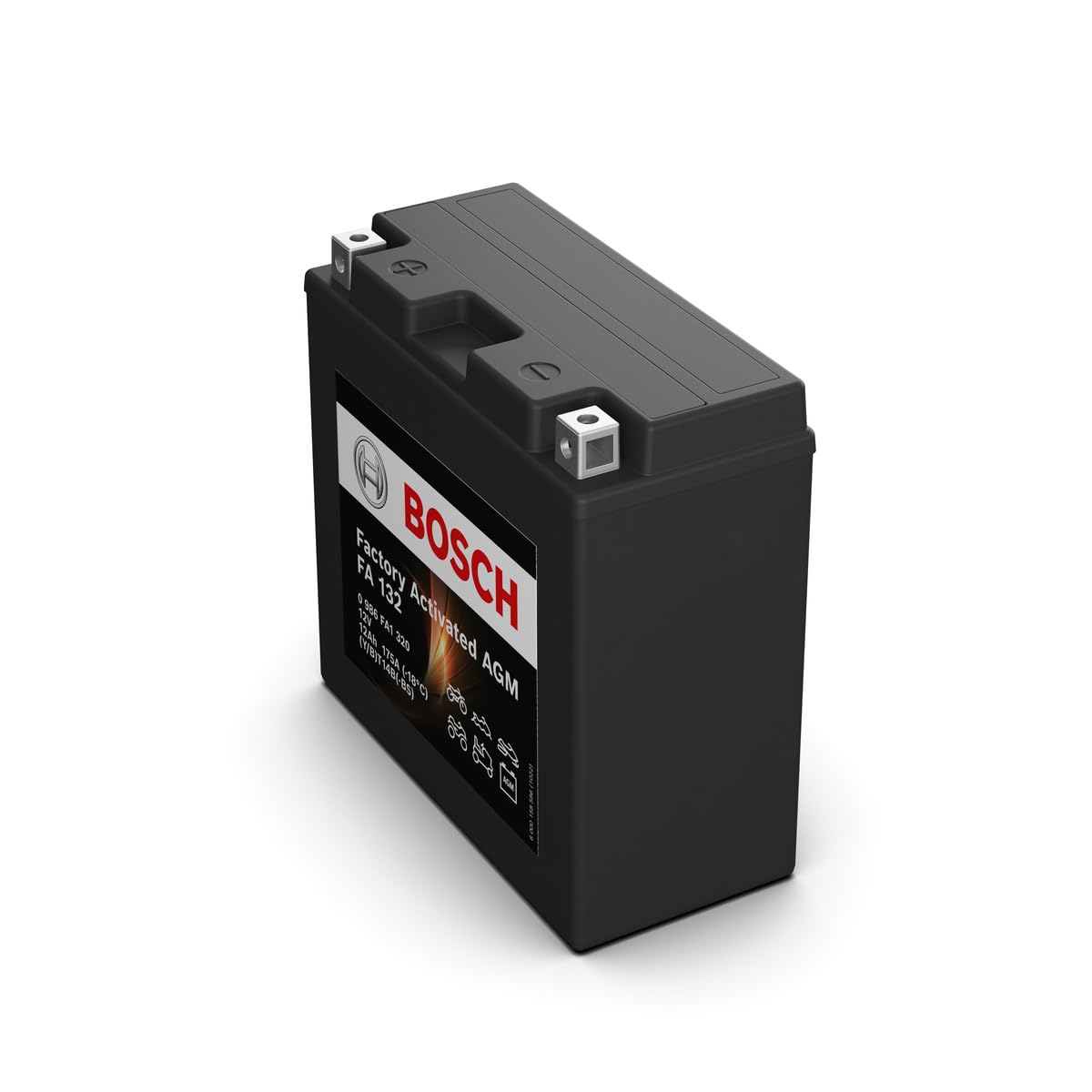 Bosch FA132 - AGM-Motorradbatterie - 12V 175A 12Ah - Geeignet für Motorräder, Motorräder, Enduros, Roller, Quads, Jetskis - Kompatibel M6020, BT14B-BS, BT14B