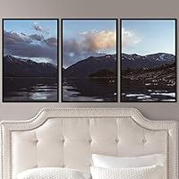 3 Piece Framed Canvas Wall Art Cool Lake Landscape Canvas Prints Home Artwork Decoration for Living Room,Bedroom - 16