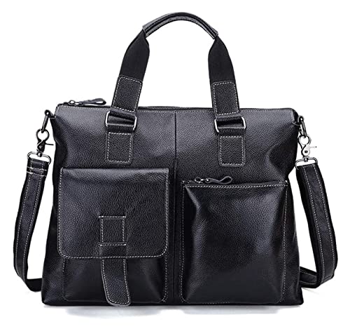 Men 15.6 inch Laptop Bag Water-Repellent Leather Satchel Shoulder Cross-Body Handbag Stylish Casual Top Handle