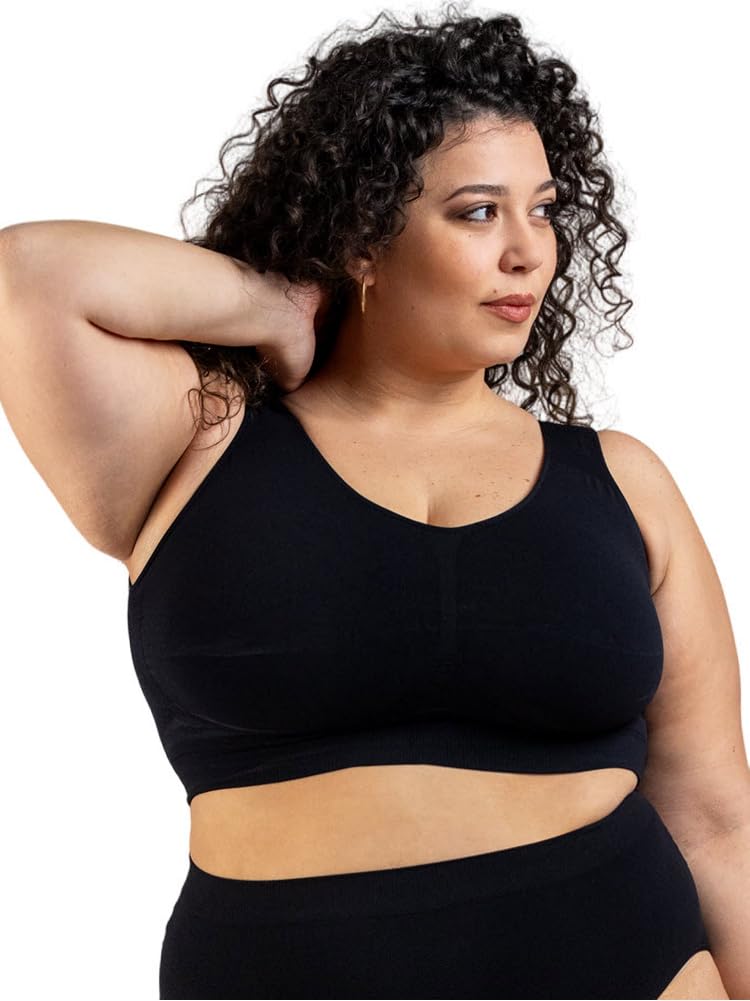Plumpy Reggiseno Taglie Forti Donna Senza Ferretto con Sostegno | Fascia di compressione che da sostegno senza ferretto, schienale alto, spalline larghe. Sottoseno 85-135 cm. Made in Italy