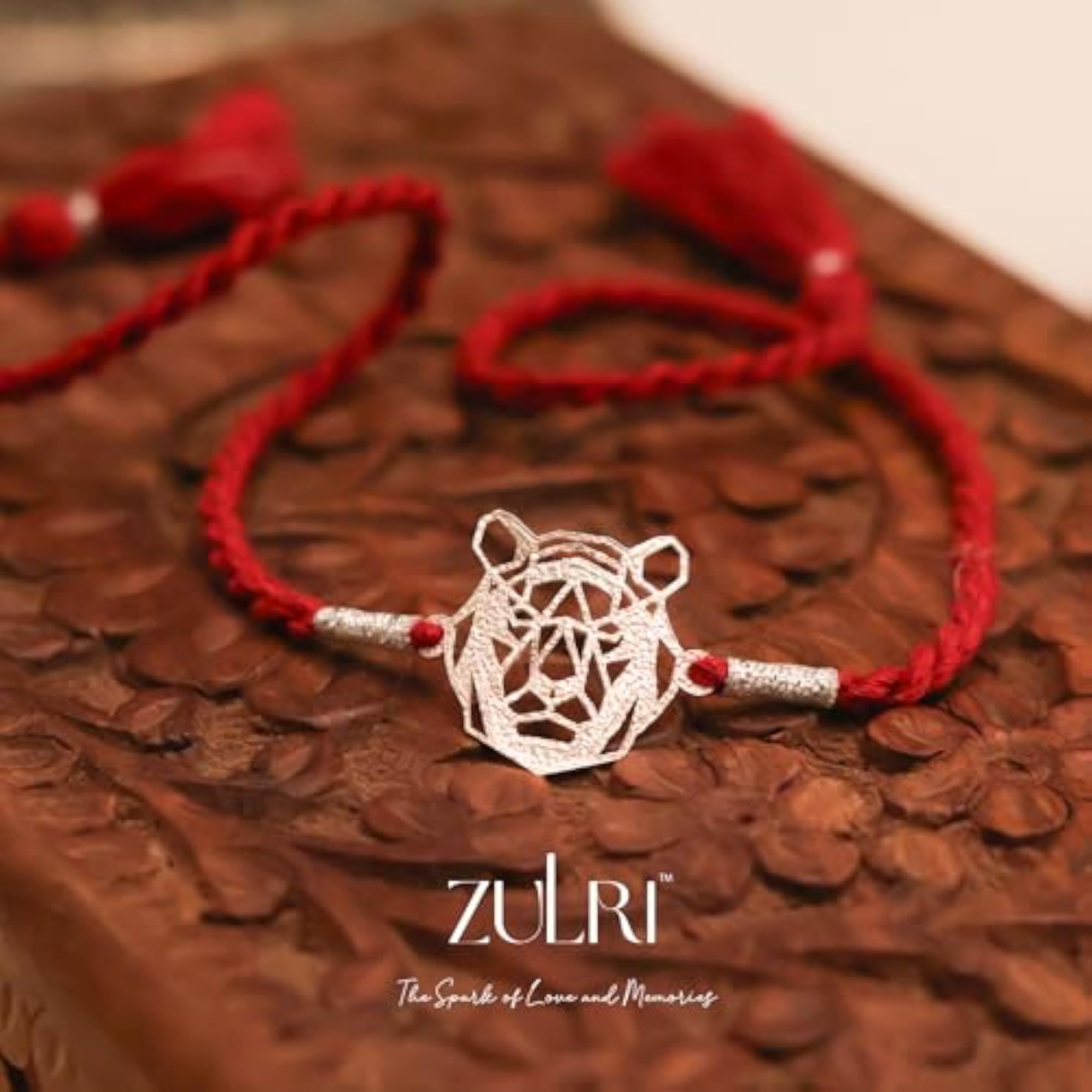 925 Sterling Silver Tiger Rakhi for Brother, Authentic Gift