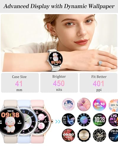 Image of Smart Watch for Women, Ladies & Men, 1.27'' Fitness Watch [41mm case] with Call Receive /Dial, Heart Rate /Stress /Sleep Monitor, AI Voice, IP68 Waterproof Smartwatch with Calendar, Calculator, Games