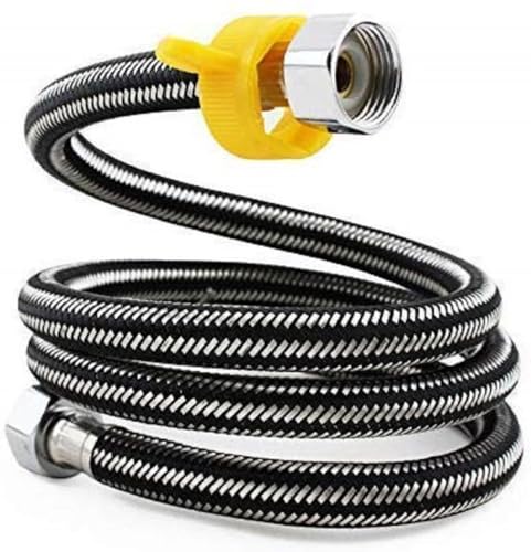 Image of SS-304 Heavy Duty Connection Pipe for Wash Basin, Geyser, Hot & Cold Water, Basin Mixer | Leak Proof Flexible Tap Connector Pipe | Rust Free, Durable, Long Life (18inch Black (Pack of 1)