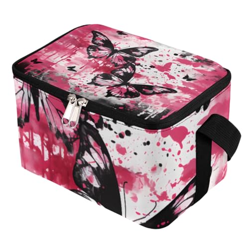 Lunch Bags for Women Men 9 Cans,Butterflies Hot & Cold Food Delivery Bag Insulated Grocery Bag Insulated Lunch Box Butterfly Painting Cooler Bag for Office Work Picnic Beach