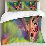 MJNLYDAO Ropa de Cama Cubierta de Conjunto elaborado en algodón 100%.,Especialmente Adecuado para hipoalérgicos,Símbolo de Clave de Sol en un Remolino de Pintura Colorida como Fondo para,228x264cm