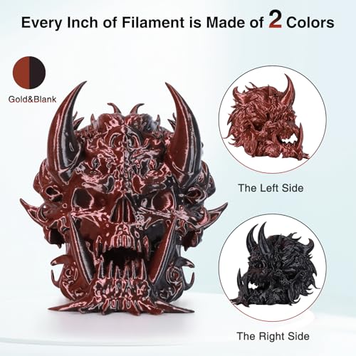Image of Red Black Dual Color Silk PLA Filament 1KG(2.2lbs), High Speed Halloween Multicolor 3D Printer Filament 1.75mm Fits 3D Printers & 3D Pens