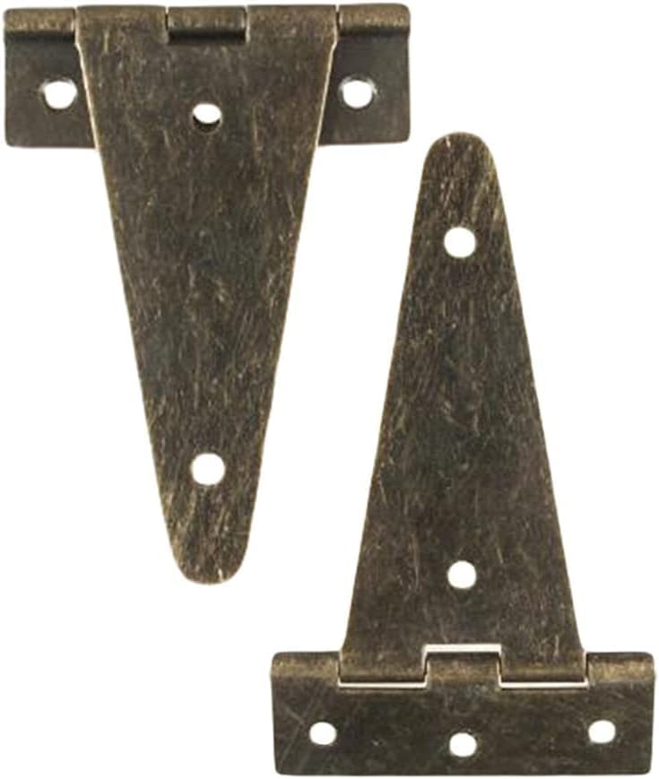 Hardware Door Hinge，Stainless Steel Hinge， 2pcs Set 10.1 * 6cm Heavy Duty Bronze Flat T Hinge for Barn Wooden Box Cabinet Door Accessories Hinges