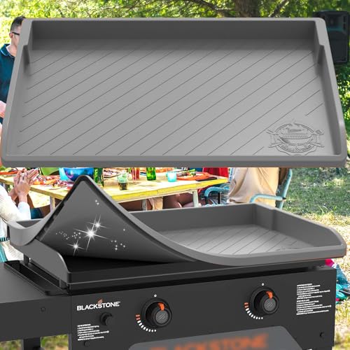 Silicone Griddle Mat for Blackstone 28 Inch Upgraded Heavy Duty Food Grade Silicone Grill Protective Cover for Blackstone Accessories Even Omnivore Griddle Plate Protect from Dirt Rust (Gray)