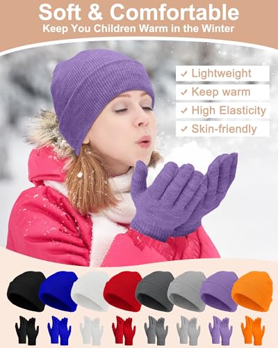 Image of JaGely 64 Pcs Kids Hats and Gloves Bulk Winter Beanies Hat Gloves for Toddler Boys Girls School Donation Wholesale