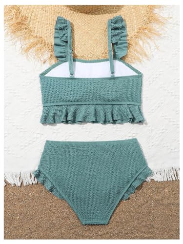 Image of Floerns Girl's 2 Piece Bathing Suit Ruffle Trim Summer Bikini Swimsuit