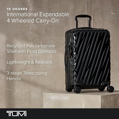 TUMI - 19 Degree Expandable Carry-On - 4-Wheeled Hard Shell Suitcase - 21.8 X 14.0 X 9.0 - Black