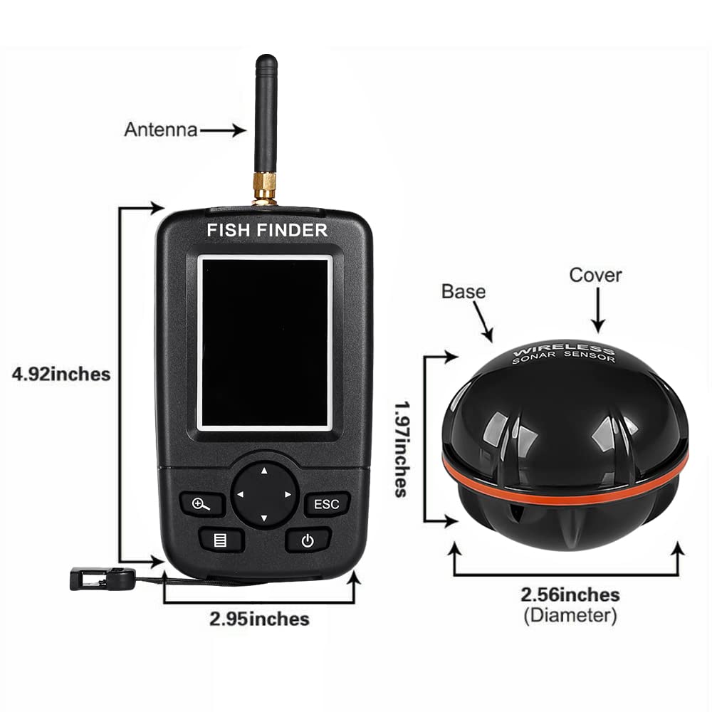 Portable Détecteur de Poisson sans Fil Détecteur de Poisson Portable avec capteur Sonar Détecteur de Poisson Portable Echo Sounder pour Bateau d'appâts de pêche à la Carpe