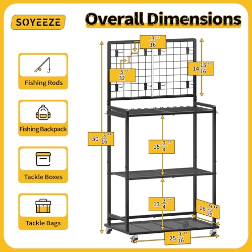 Save 40% on Heavy-Duty 3-Tier Fishing Rod Organizer with Wheels - Image 2