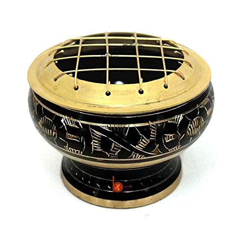 Besnik Arts Brass Charcoal Incense Burner, Loban Burner,Bakhoor Burner