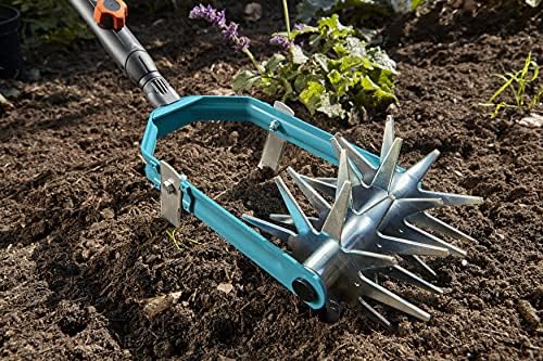 Gardena combisystem spulchniacz gwiazdkowy z nożem odchwaszczającym: spulchniacz ogrodowy, szerokość robocza 14 cm, z wysokiej jakości stali, powłoka z duroplastu, ocynkowane koła gwiazdkowe (3195-20)