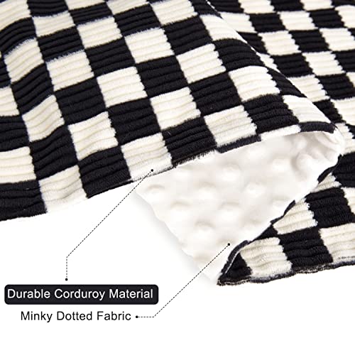Image of Baby Blanket for Boys Comfy Durable Corduroy Toddler Blanket with Double Layer Dotted Backing Checkerboard Grid Chessboard Gingham Warmer Bed Blankets for Newborn Infants Black, 30x40 Inches
