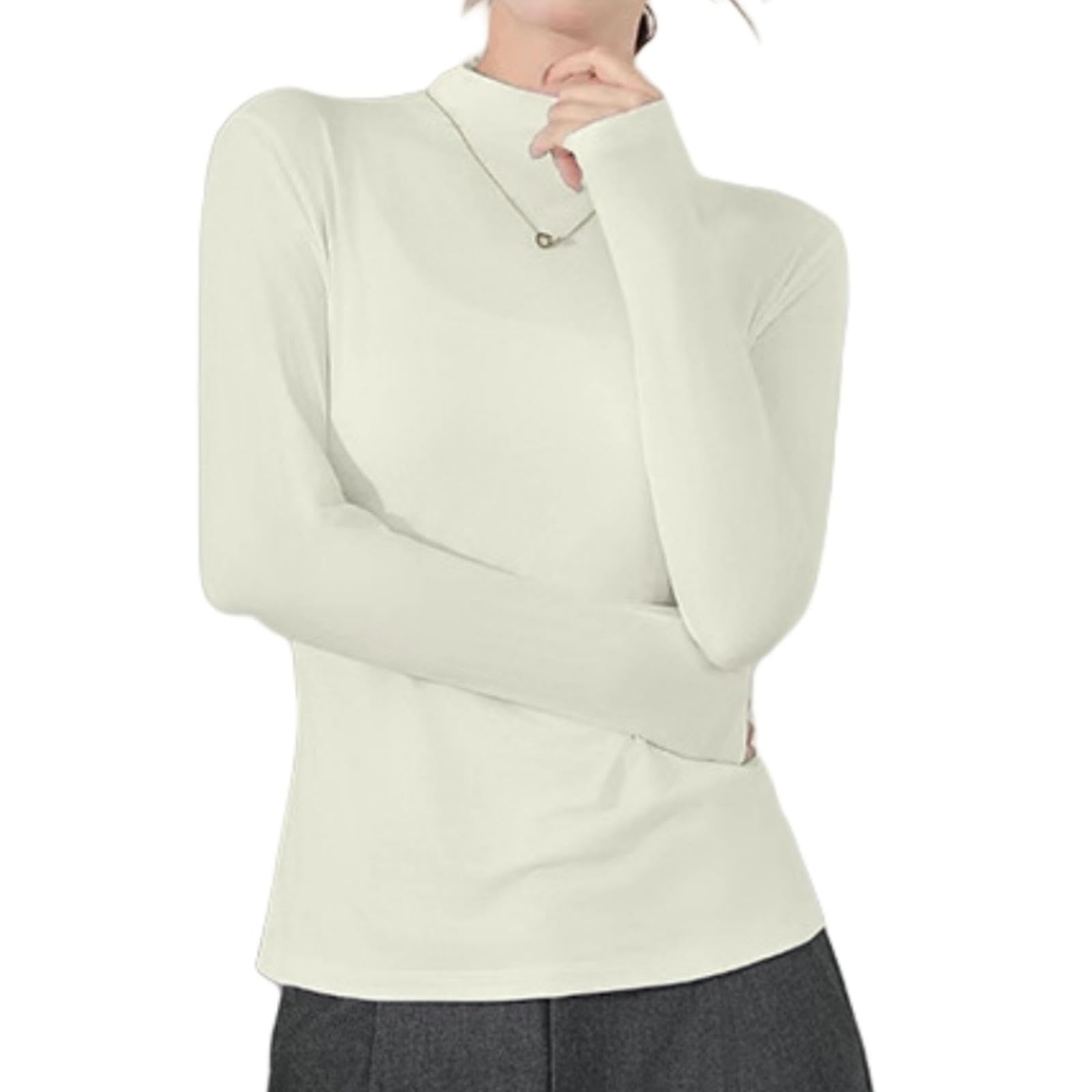 Damska koszulka z długim rękawem damska wiosna i jesień półgolf moda moda koszula z długim rękawem koszulka all match-Tops-żółty-a-m