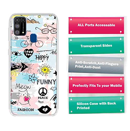 Image of Amazon Brand - Solimo Acrylonitrile Butadiene Styrene Designer Multicolor Love Abstract Printed Soft Back Cover For Samsung Galaxy M31 ( Multicolor)