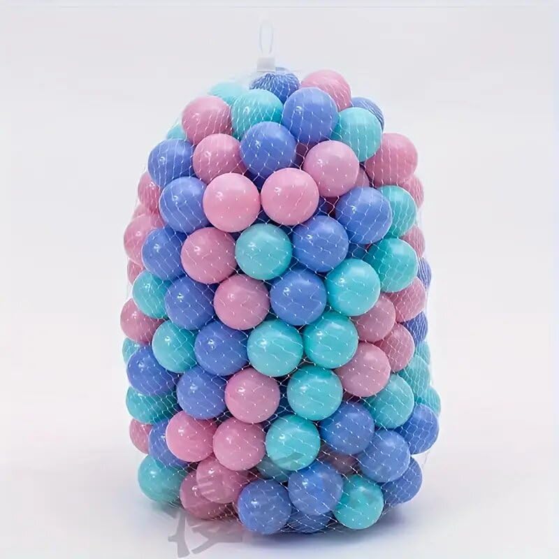 Genérico Lot de 100 boules en plastique pour piscine à balles, 5,5 cm, couleurs pastel rose, bleu et turquoise