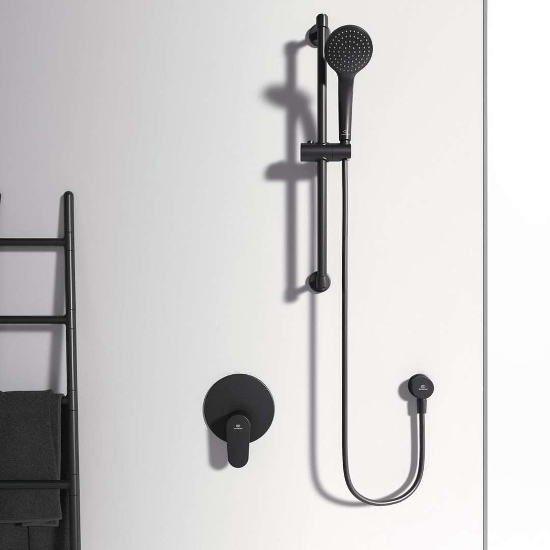 Ideal Standard - Cerafine O, Miscelatore monocomando per doccia ad incasso, Una via, Parti esterne, Nero seta