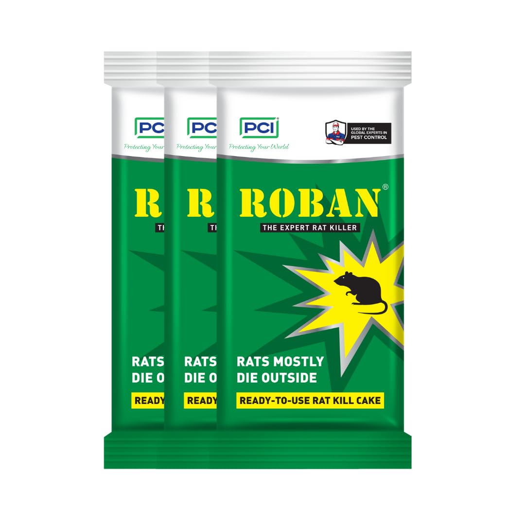 PCI Roban The Rat Killer Cake 100 G | Pack of 3 | Kills Rats Outdoors in One Feed | Effective Against All Types of Rats