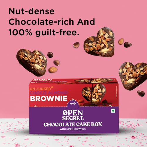 Image of Open Secret Chocolate Brownie Gift Box | 5 Mini Gourmet Brownies | Assorted Chocolate Dessert Hamper | Festive Sweets & Holiday Treats for Gifting | Premium Chocolate Cake Bites