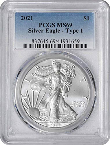 2021 American Silver Eagle Dollar Type 1 MS69 PCGS