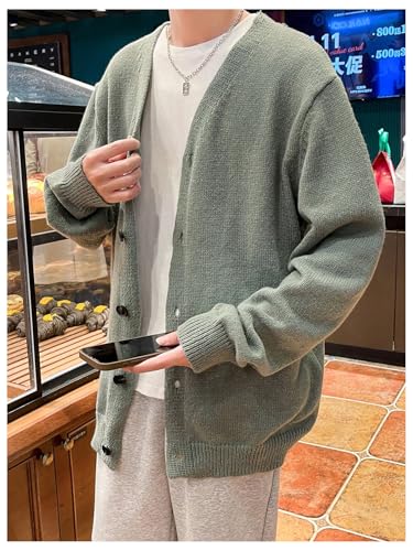 Floerns Men's Solid Long Sleeve Button Front V Neck Knitwear Cardigan Sweater3