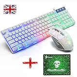 Retroiluminación LED arcoíris: el teclado tiene una retroiluminación arcoíris con 3 colores mezclados, que se puede cambiar a una luz de respiración. Y también utiliza un interruptor independiente de 1 botón (FN + bloqueo de desplazamiento), lo que hace que sea más fácil cambiar las necesidades de retroiluminación.